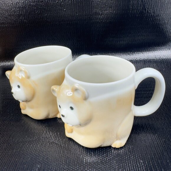 Vintage Bear Shaped Coffee Mug Cup Set 2 3D Mugs Cups Whimsical Kitchenware Mugs - Picture 10 of 14